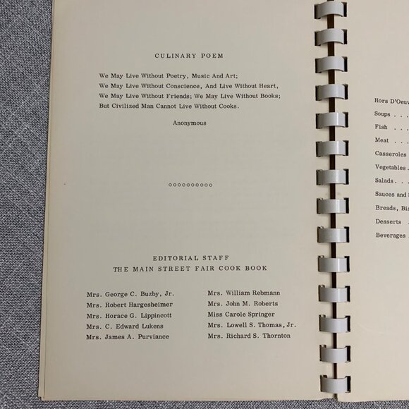 Vintage Main Street Fair Cook Book 1961-62 Gourmet Booth Committee Spiral Bound - Picture 11 of 13